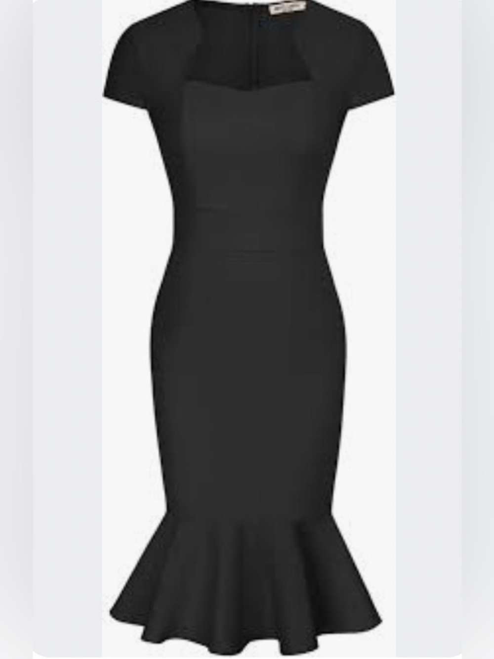 Grace Karin Vintage Black Cap Sleeve Sweetheart Neck Dress - Size Large